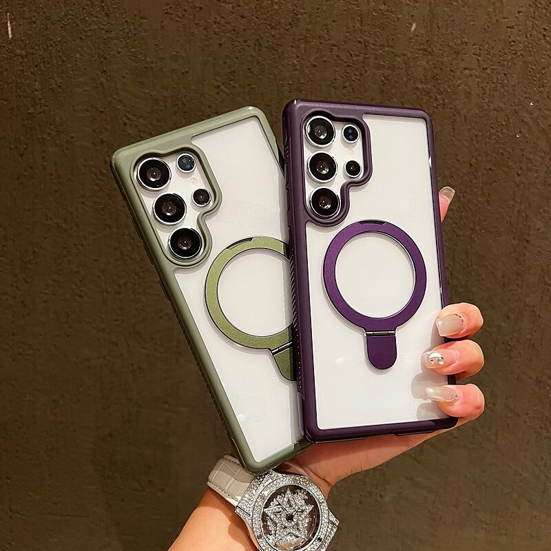 Phone Case For Samsung Galaxy S25 Plus S25 Ultra S25 Edge S24 Plus Back Cover with Stand Holder Shockproof Retro TPU Acrylic