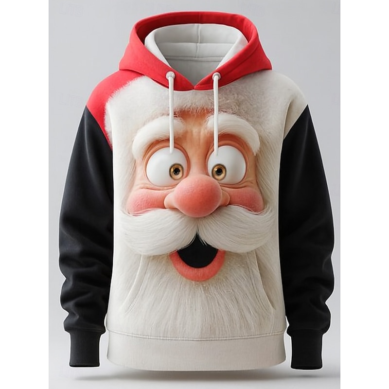 Women's Pullover Hoodie Sweatshirt Graphic Santa Claus Punk Active Vintage Long Sleeve Hooded Regular Tops Street Dailywear Casual Print Front Pocket White Red Spring Fall Winter3
