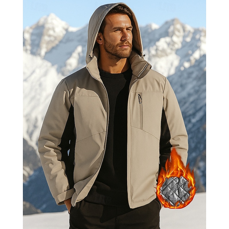 Men's Outdoor Jacket Hiking Jacket Thermal Jacket Outdoor Waterproof Windproof Warm Hiking Outfits Hiking Clothes Winter Autumn / Fall Jacket Hunting Climbing Camping / Hiking / Caving Solid Color