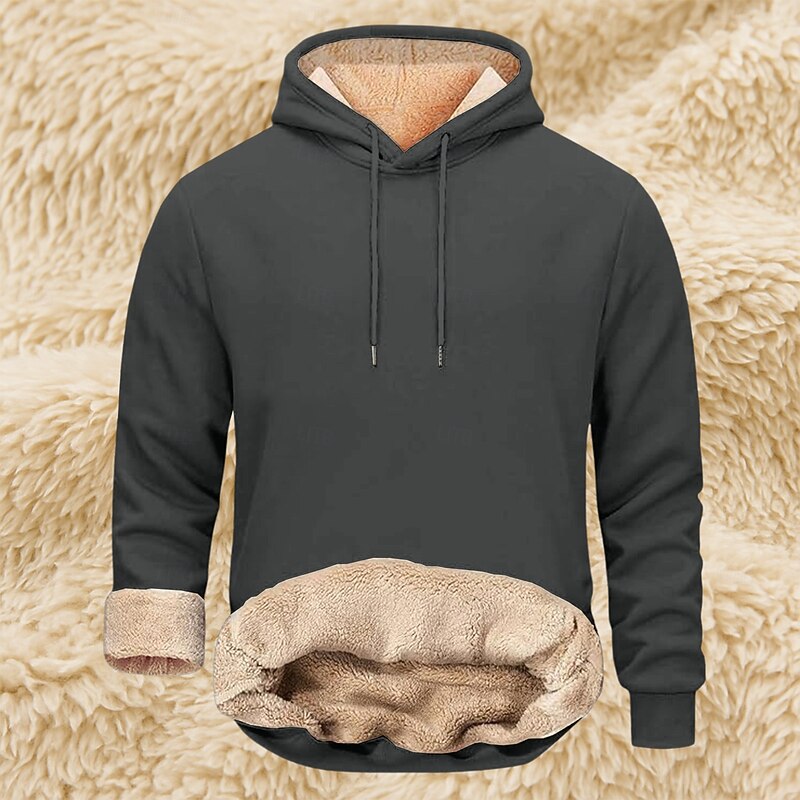 Men's Hoodie Fleece Hoodie Fleece lined Hoodie Apricot Black Yellow Burgundy Navy Blue Hooded Plain Patchwork Sports & Outdoor Casual Daily Streetwear Cool Sportswear Winter Clothing Apparel Hoodies4