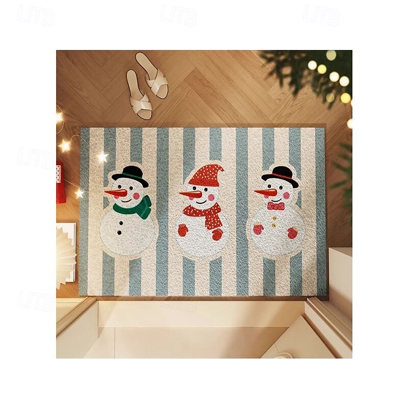 American Style Christmas Doormat, Dirt-Resistant PVC Coiled Entrance Mat, Cut-to-Size Outdoor Dust Removal Floor Mat4