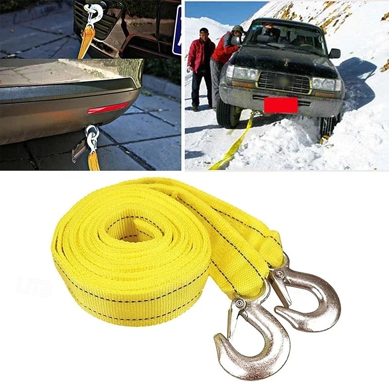 4M Heavy Duty 5 Ton Car Tow Cable Towing Pull Rope Strap Hooks Van Road Recovery for Audi Benz Buick Skoda Mazda Ford Toyota BMW Trailer Rope Towing Pull Rope Strap Hooks Van Road Recovery2