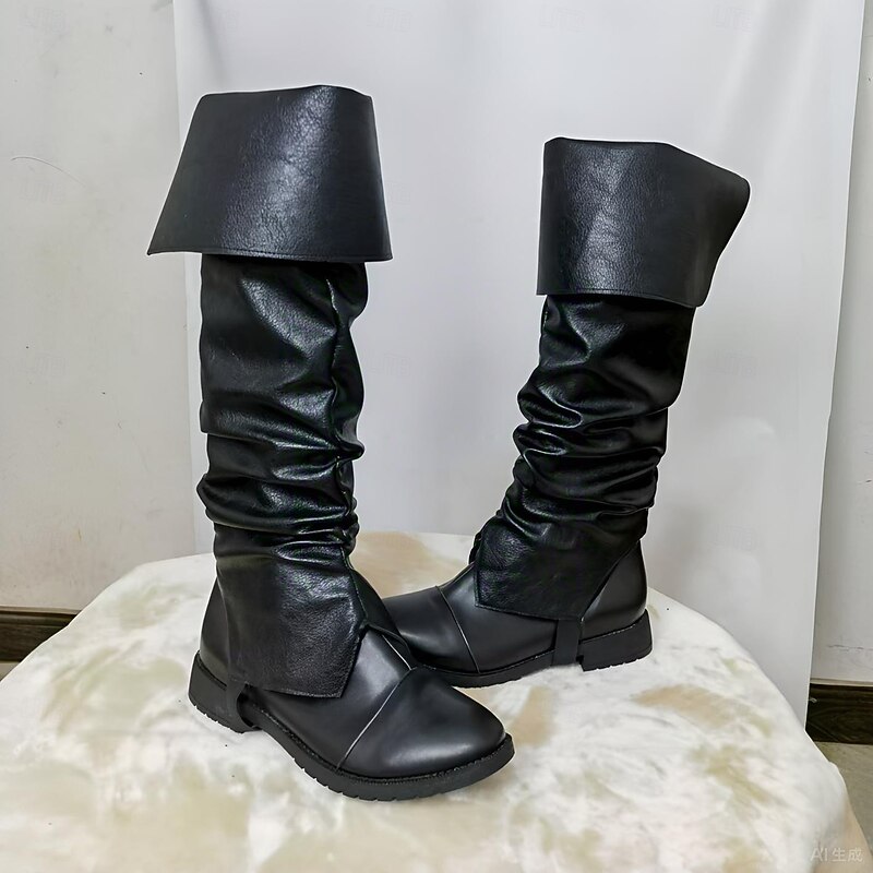 Retro Vintage Medieval Renaissance Boot Covers Pirate Viking Crusader Fancy Dress Men's Pirate Steampunk Halloween Masquerade LARP Ren Faire Adults' Shoe Cover2