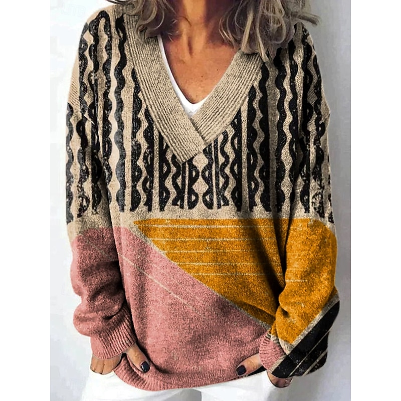 Women's Cardigan Daily Casual Graphic Geometric Polka Dot Ribbed V Neck Buttons Print Long Sleeve Regular Tops Knit Outdoor Weekend Black Pink Fall Winter4