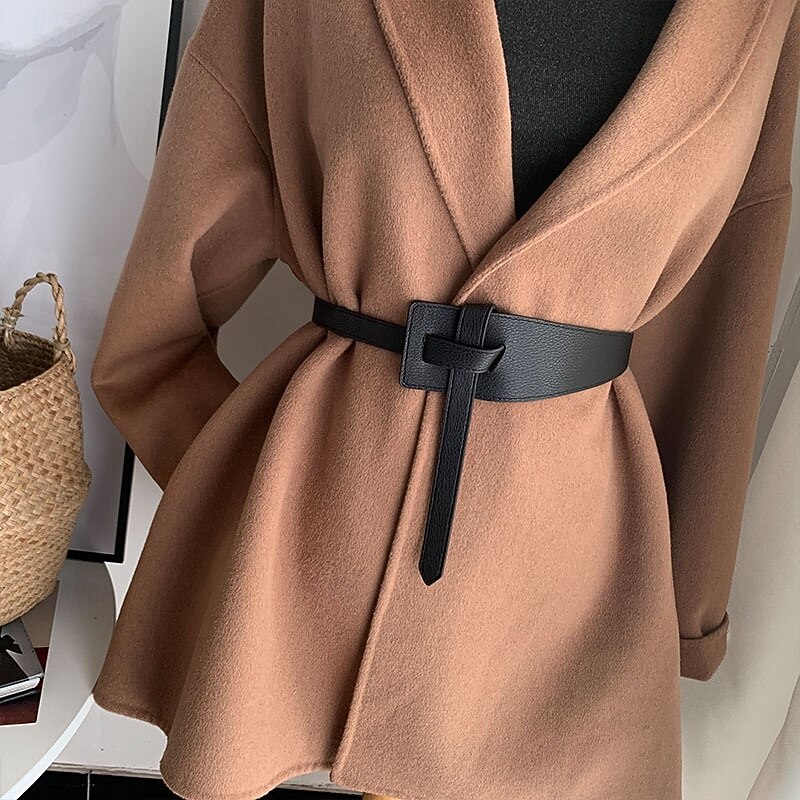 Women's Belt PU Black Camel Brown Beige Waist Belt Street Date Weekend Pure Color4