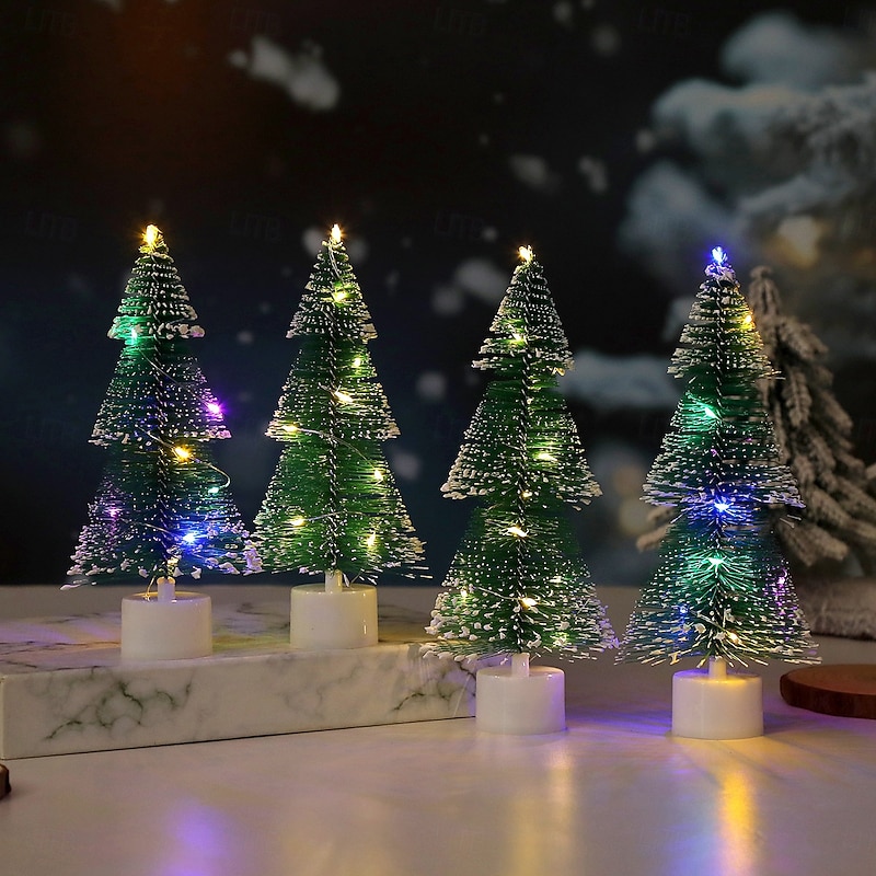 1 Pc 20 * 8CM Christmas LED Mini Christmas Tree Desktop Decorative Ornament Light AG10 * 3 Battery3