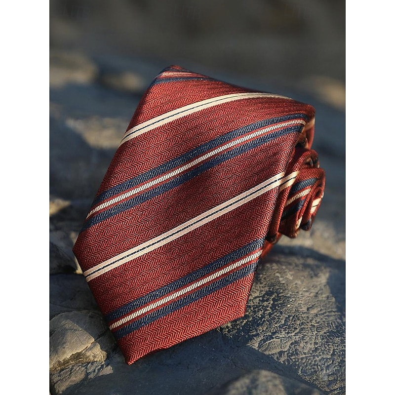 Men's Silk Necktie Classic Striped and Paisley Tie, Formal Business Wedding Party Accessory, Elegant Christmas Gift for Him