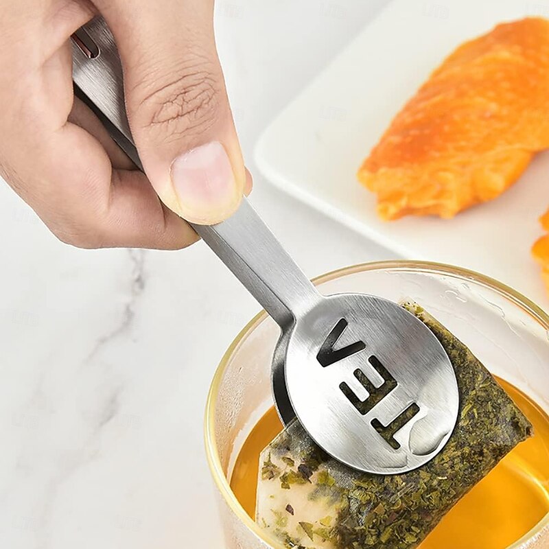 Stainless Steel Tea Bag Squeezer Tea Bag Holder Strainer Clip Tea Bag Spoon Tea Bag Tongs for Loose Tea Gripping Ice Cubes and Loosing Leaf2
