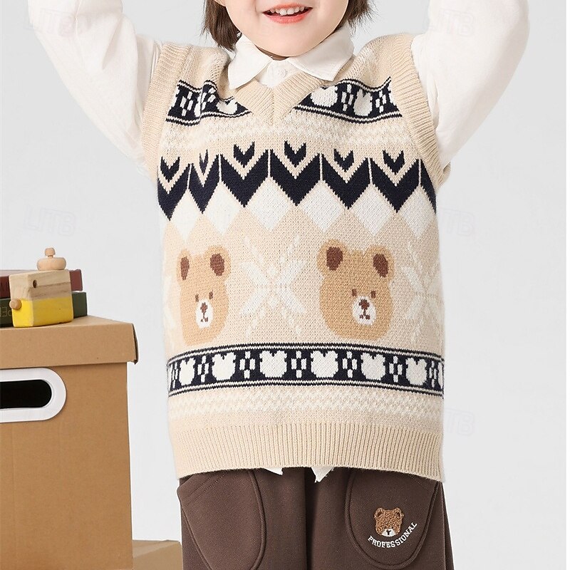 Kids Unisex Vest Coat Outerwear Color Block Sleeveless Keep Warm Soft Breathable Coat Outdoor Fashion Daily Blue Khaki Spring Fall 4 years+