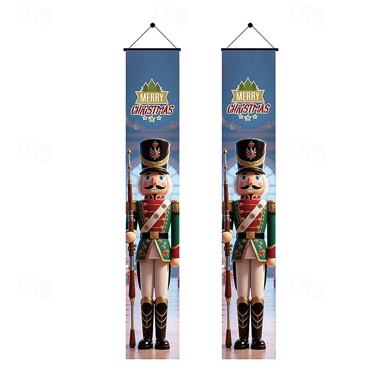 2025 New Christmas and Halloween Door Banner, Cross-Border Holiday Hanging Cloth, Nutcracker Soldier Decoration Backdrop