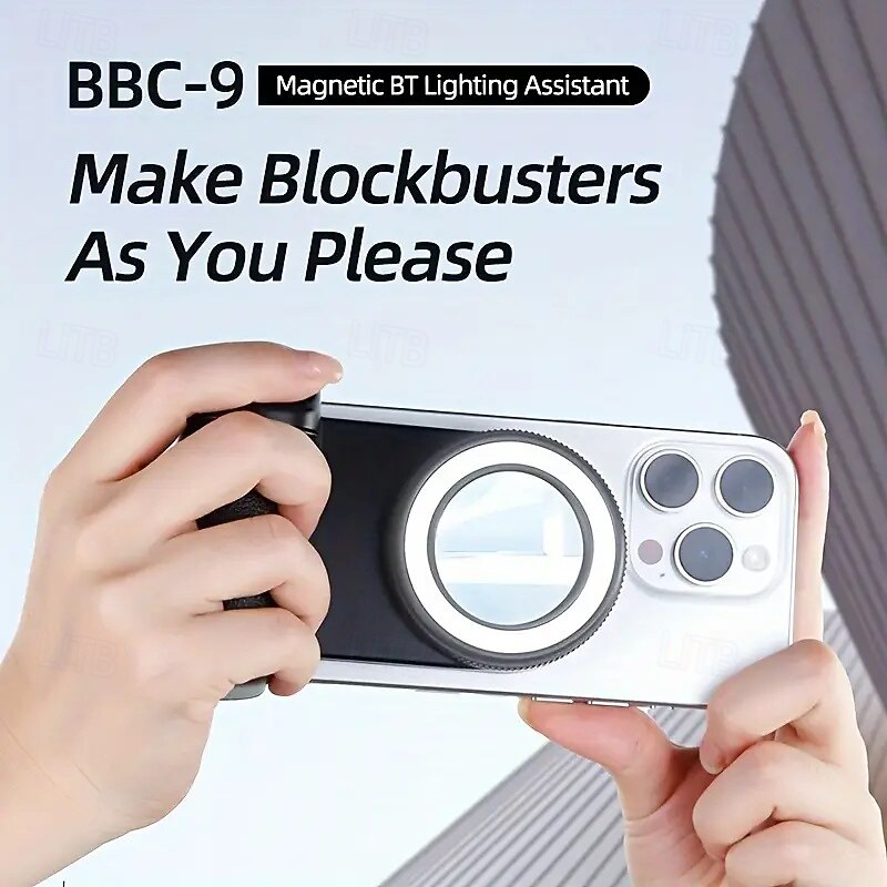 Smartphone Camera Handle Smartphone Camera Stand Magnetic Detachable Remote Control Camera 360 Rotating Magnet Built-in Flashlight Convenient Selfies Live Streaming Dedicated4
