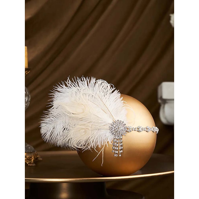 Women's 1920s Feather Rhinestone Headband - Gatsby Flapper Hair Accessory for Ballroom Dance, Cocktail Party and Vintage Themed Events3