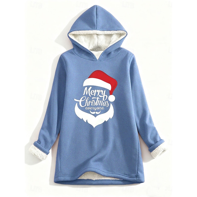Women's Pullover Hoodie Sweatshirt Graphic Letter Christmas Casual Comfrt Long Sleeve Hooded Regular Tops Street Dailywear Casual Print Pink Blue Gray Fall Winter2