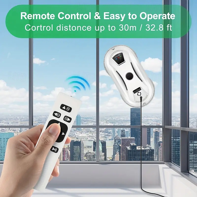 Remote-Controlled Window Cleaning Robot with Cleaning Cloth Fully Automatic Window Washer Remote-Controlled Electric Intelligent Window Cleaning Device with Planning Function