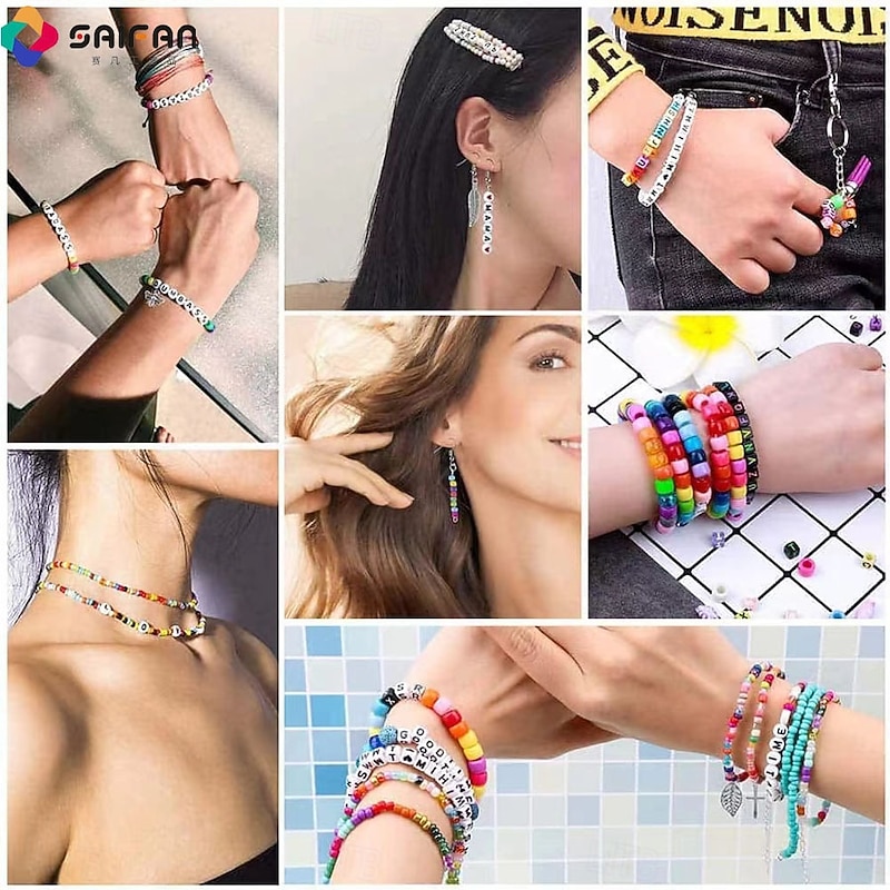 4655pc Clay Beads Bracelet Making Kit  with Storage Box, Flat Preppy Beads for Friendship Jewelry Making,Polymer Heishi Beads with Charms Gifts for Teen Girls Crafts for Girls Ages 8-122