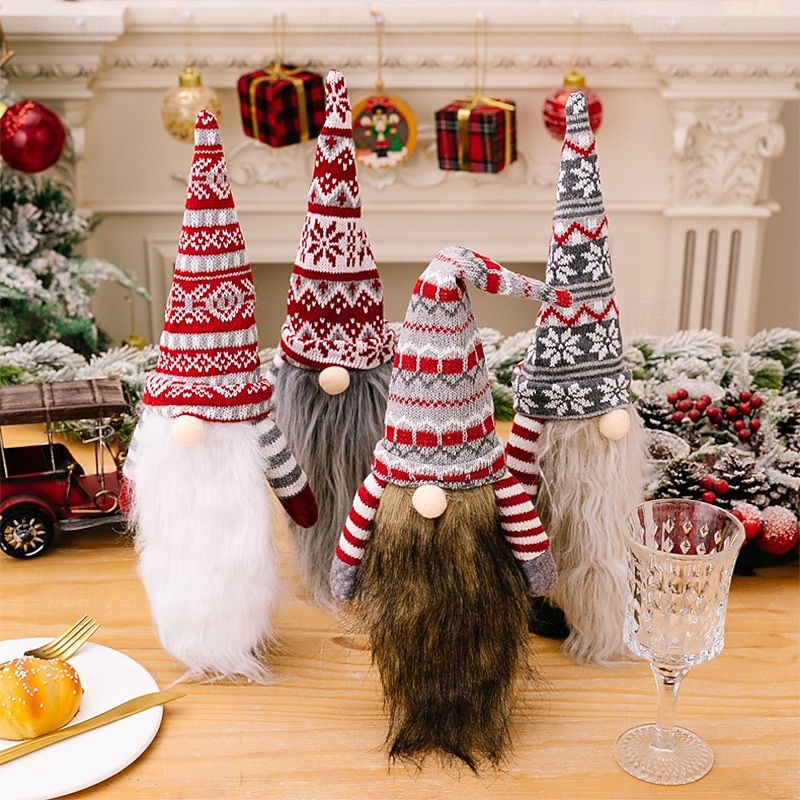 2 Pack Christmas Gnome Wine Bottle Covers, Doll and Long Beard Wine Bags, Holiday Red Wine and Champagne Decorations, Xmas Table Accessories, Reusable Gift Wrapping, Party Supplies2