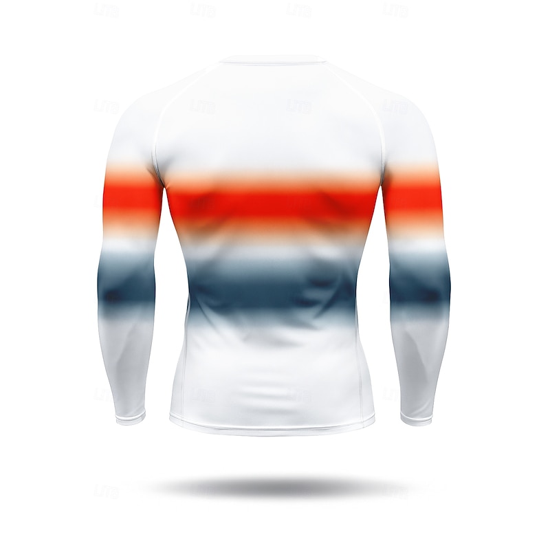 Men's Compression Shirt Running Shirt 3D Print Long Sleeve Shirt Color Gradient Quick Dry Compression Power Flex Moisture Wicking Gym Workout Active Training Exercise Sportswear Activewear Red2
