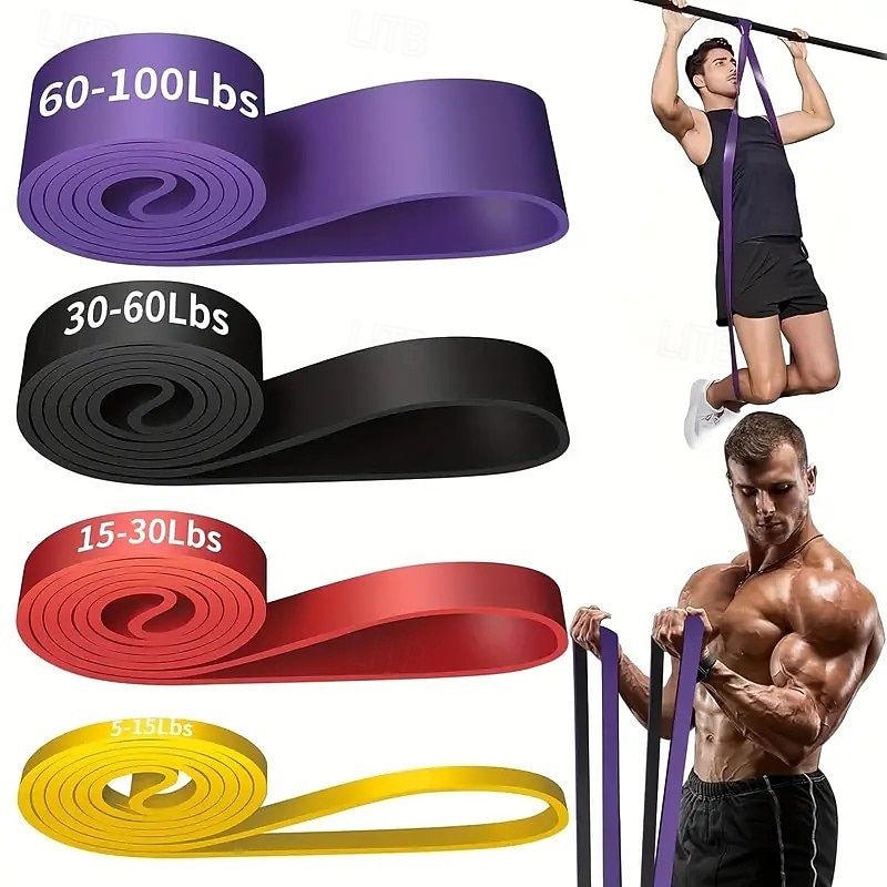 4PCS Resistance Bands Set – Pull-Up Assistance & Exercise Bands for Muscle Training, Leg Workouts, Strength, Fitness & Body Shaping, Suitable for Men & Women