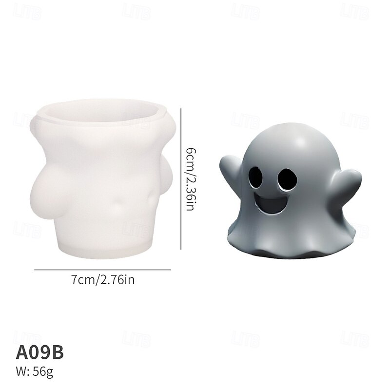 Halloween Ghost Candle Molds White Ghost Shaped Molds Cake Soap Candy Chocolate Silicone Molds for Handmade Crafts Wedding Party Decoration4