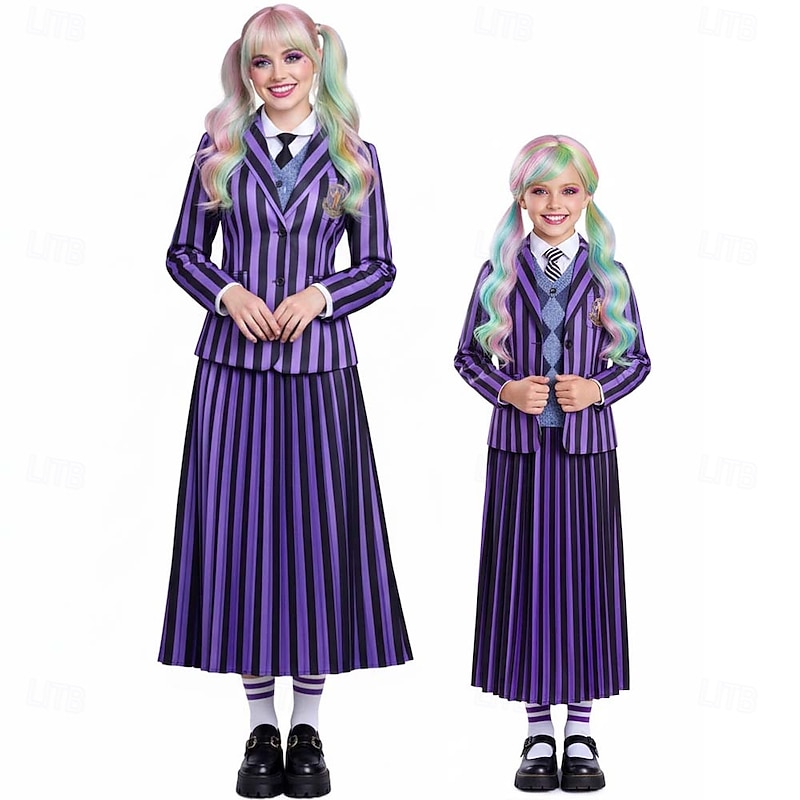 Dark Academia Halloween Fancy Costume School Uniform Gothic Horror Gothic Horror Scary Costume Kid's Adults' Women's Girls' Halloween Carnival Performance Party Easy Halloween Costumes Dress Up