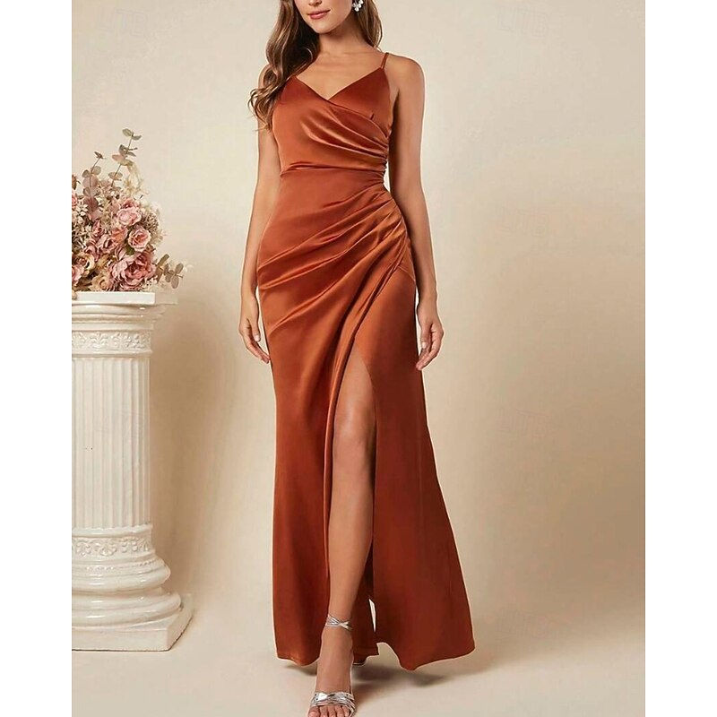 Women's Long Dress Maxi Dress Party Dress Cocktail Dress Satin Dress Slip Dress Fashion Modern Party Special Occasion Evening Party Regular Fit Plain Sleeveless Spaghetti Strap Black Wine Dark Green2