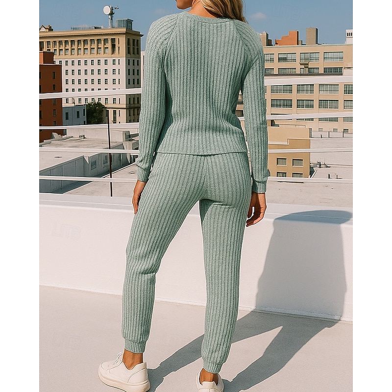 Women's 2 Piece Tracksuit Pullover Sweatshirt Sweatsuit Sets with Pocket Solid Colored Clothing Suit Fall Black Pink Workout Outdoor Travel High Waist Lightweight Fashion Long Sleeve Sport Activewear