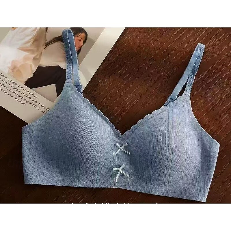 Women's Sexy Lingerie Bra BowNightwearNylon POLY Daily Wear Sweet Light Blue White Pink Royal Blue Green Spring & Summer Fall & Winter4