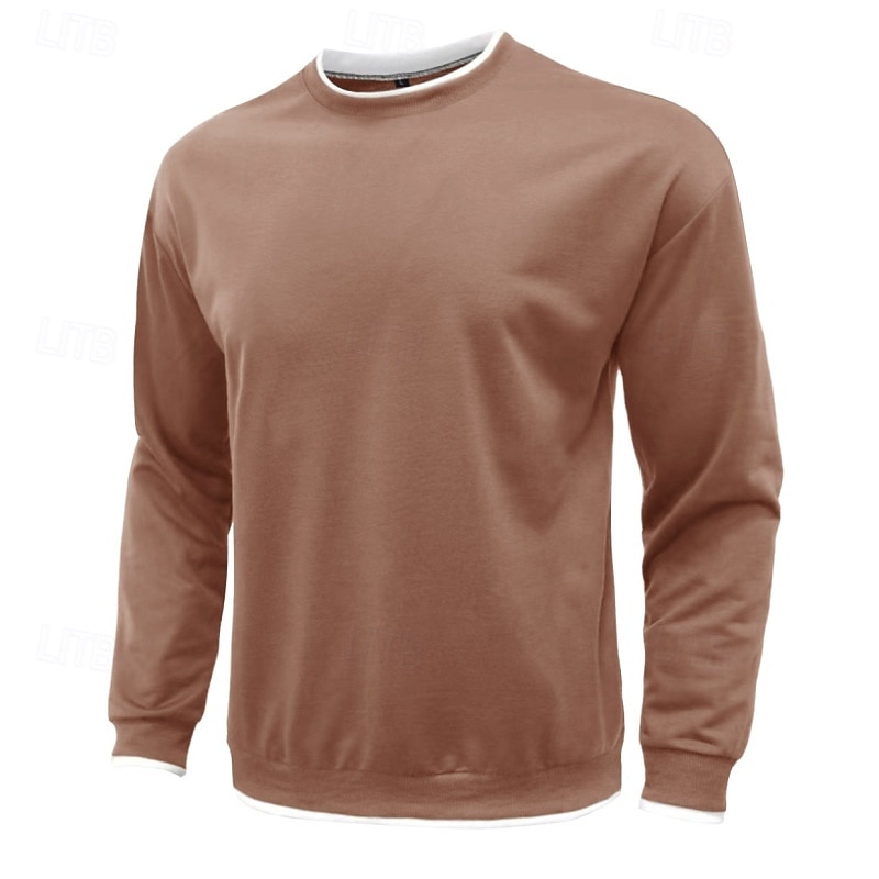 Men's Sweatshirt Pullover Hoodie Sweatshirt Pullover Denim Blue Black Army Green Burgundy Khaki Crew Neck Plain Patchwork Color Block Sports & Outdoor Casual Daily Streetwear Cool Sportswear Spring3