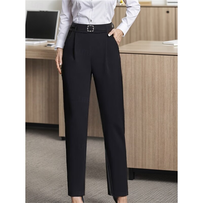 Women's Dress Pants Work Skinny Pants Trousers Full Length Pocket High Cut Micro-elastic High Waist Fashion Streetwear Office Black S M Winter Autumn Fall2