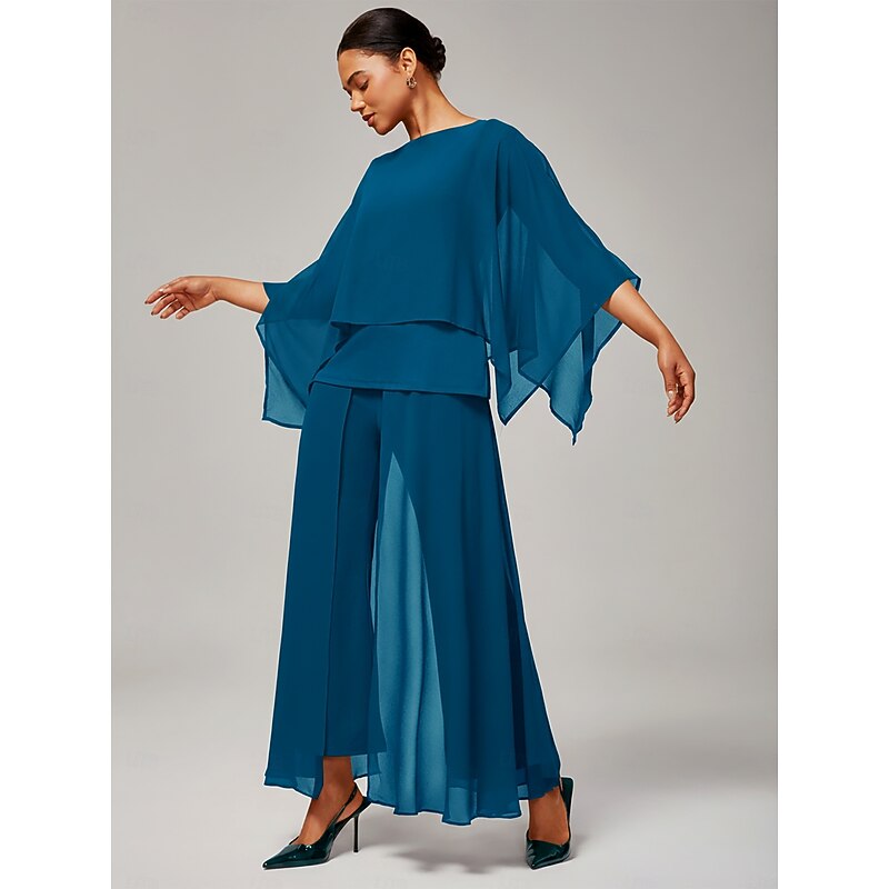 Women's Elegant Stylish Luxurious Modal Chiffon Crewneck Sleeveless Cape Top Spring Summer Fall2