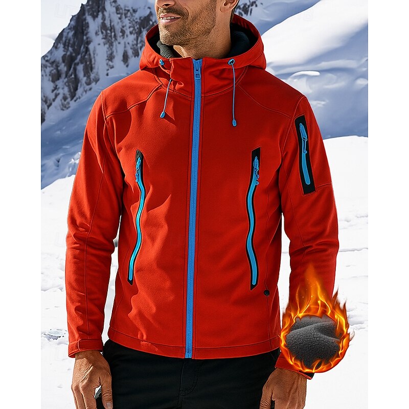 Men's Windbreaker Hiking Jacket Hiking Fleece Jacket Winter Outdoor Thermal Warm Waterproof Windproof Fleece Jackets Hunting Climbing Camping / Hiking / Caving Black Navy Blue Royal Blue Orange