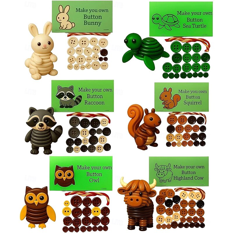 DIY Button Highland Cow Craft Kit, Funny Animals Three-Dimensional Christmas Ornament Kits, Beginner-Friendly Button Ornament Decor, Seasonal Decor Holiday Party Supplies2