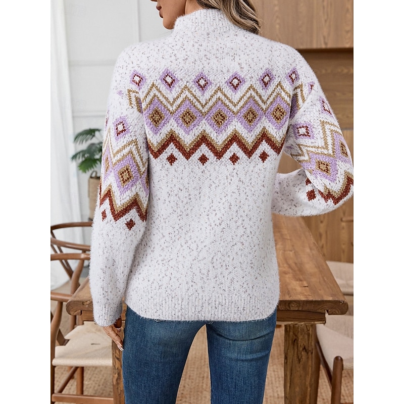 Women's Sweater Casual Soft Pure Color Ribbed Turtleneck Knitted Long Sleeve Regular Tops Knit Outdoor Daily Weekend White Fall Winter2