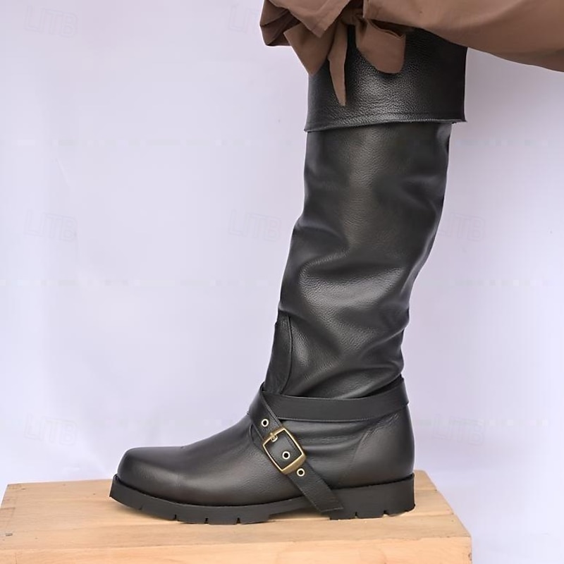 Retro Vintage Medieval Renaissance Boot Covers Pirate Viking Crusader Fancy Dress Men's Pirate Steampunk Halloween Masquerade LARP Adults' Shoe Cover