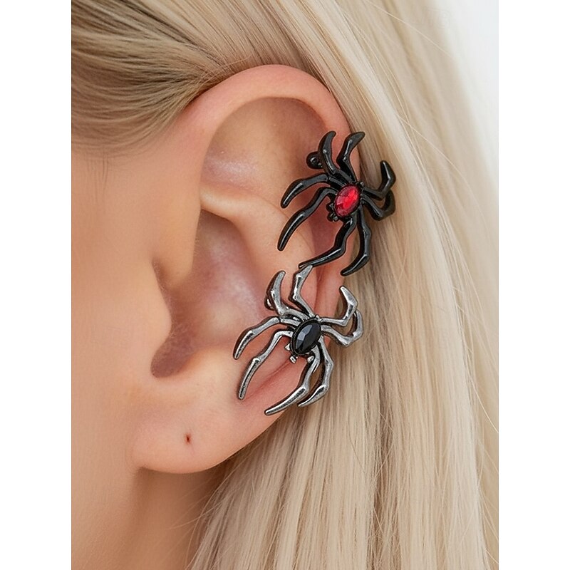 Women's Halloween Spider, Skull and Bat Earrings, Alloy Gothic Punk Style Creepy Jewelry for Costume Parties and Cosplay