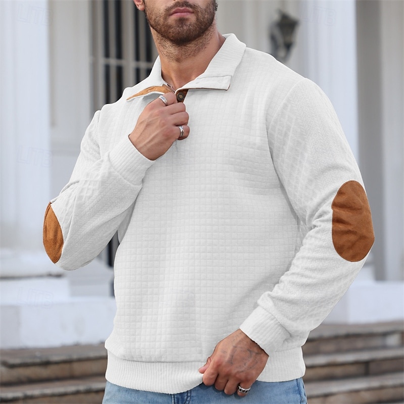 Men's Sweatshirt Black White Green Khaki Gray Standing Collar Color Block Jacquard Patchwork Sports & Outdoor Daily Holiday Polyester Streetwear Basic Casual Spring Fall Clothing Apparel Hoodies4