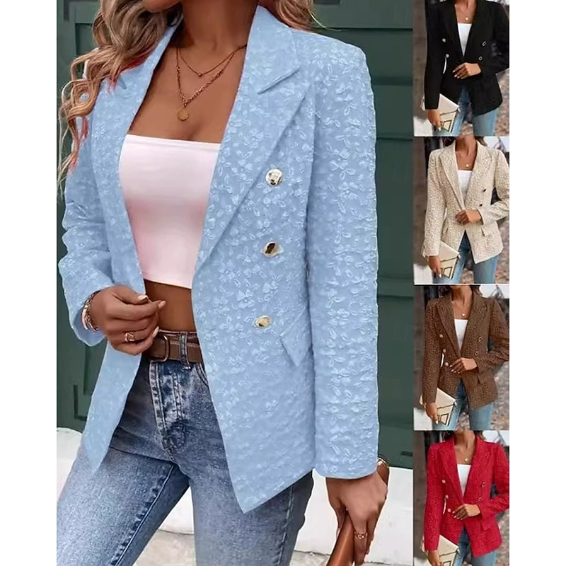 Women's Blazer Comfortable Print Elegant Fashion Outdoor Flower Going out Casual Daily Weekend Cardigan Regular Lapel Regular Fit Long Sleeve Outerwear Black Red Blue Spring Fall