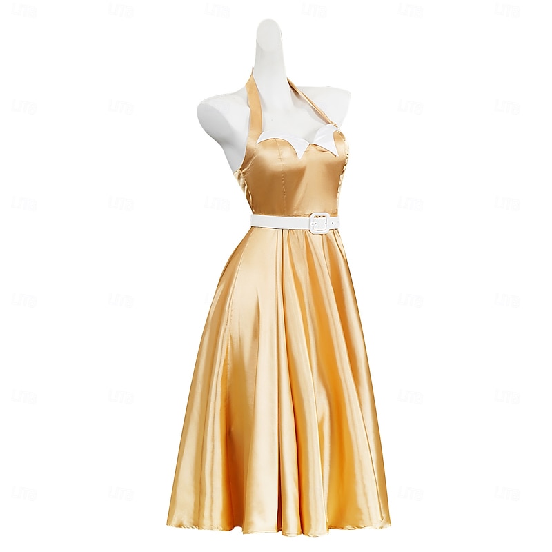 Retro Vintage 1950s Rockabilly Fancy Costume Swing Dress Flare Dress Fit and Flare Fancy Dress Women's Halloween Carnival Vacation Casual Daily Retro Theme Party Adults Dress Belt4