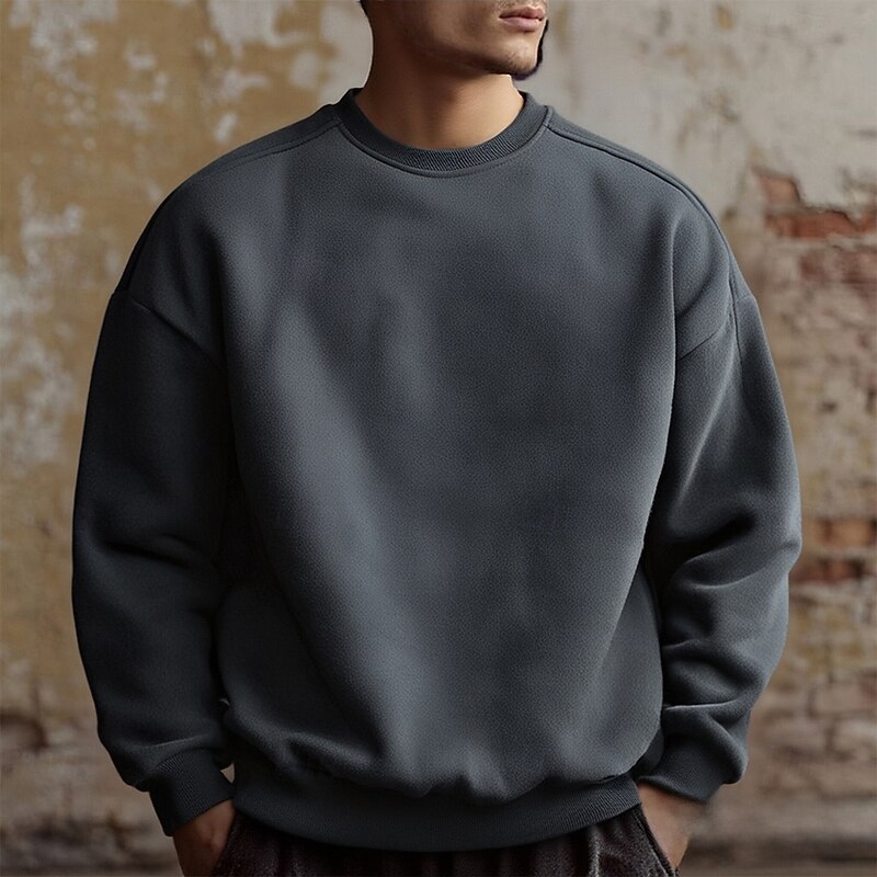 Men's Sweatshirt Apricot Black Purple Brown Green Crew Neck Plain Sports & Outdoor Daily Holiday Polyester Streetwear Basic Casual Spring Fall Clothing Apparel Hoodies Sweatshirts