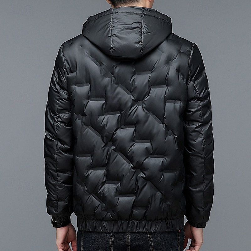 Men's Puffer Jacket Quilted Jacket Pocket Polyster Vacation Daily Wear Date Regular Fashion Casual Comfortable Thermal Warm Fall Winter Solid / Plain Color Black Dark Blue Light Sky Blue Puffer Jacket2