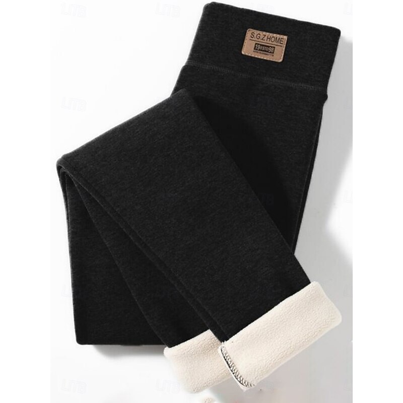 Women's Fleece Pants Leggings Fashion Basic Casual Full Length High Waist Plain Pocket Elastic Waistband Comfy Soft Comfortable Stretchy Outdoor Street Black Dark Gray Gray Fall Winter Slim Fit4