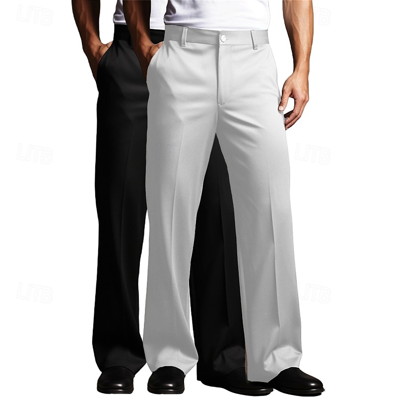Men's Trousers Dress Pants Suit Pants Front Pocket Straight Leg Plain Comfort Full Length Wedding Business Daily Fashion Chic & Modern White+Green White+khaki Inelastic2