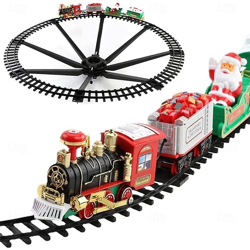 Hanging Christmas Train Set, Christmas Train Toy with Light Sound for Kids, Train Toy Set Around & Under The Christmas Tree, Best Indoor Christmas Decoration for Family Yard Garden