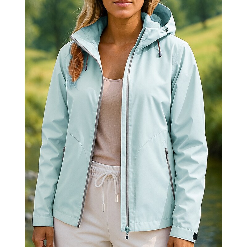 Women's Windbreaker Softshell Jacket Hiking Jacket Outdoor Waterproof Windproof Hiking Outfits Hiking Clothes Spring Autumn / Fall Top Fishing Camping / Hiking / Caving Running Solid Color Black4