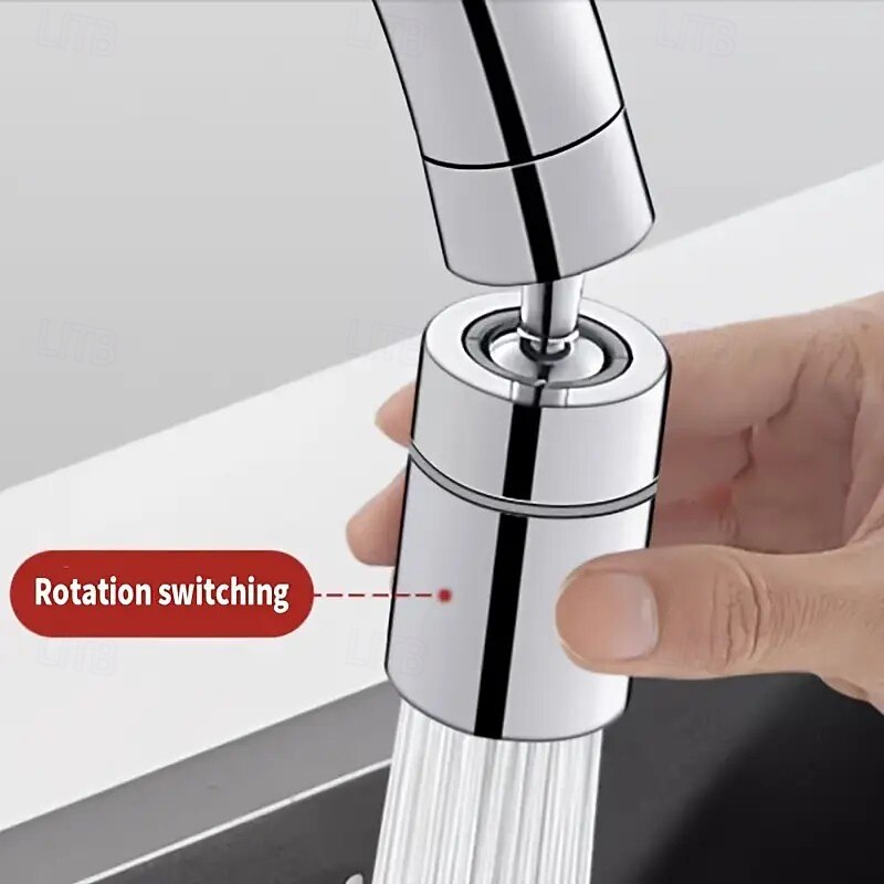 360° Splash-Proof Faucet Aerator for Kitchen and Bathroom – Rotatable Water Flow Extension with Two Stream Modes, Foaming, Easy Install4