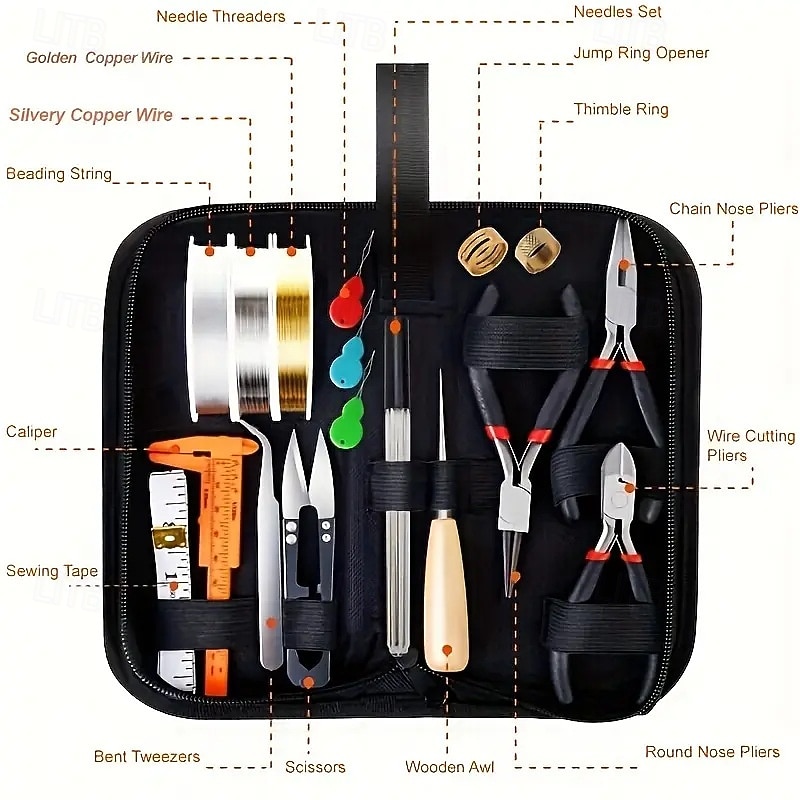 Jewelry Making Kit with Pliers, Beading Wire, Tweezers, Scissors and Findings, DIY Jewelry Tools Set for Beading, Wire Wrapping, Necklace and Bracelet Repair3