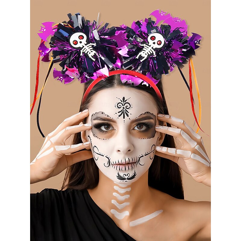 Women's Halloween Headbands with Skull and Spider Decorations - Fun Hair Accessories for Costume Party and Cosplay4