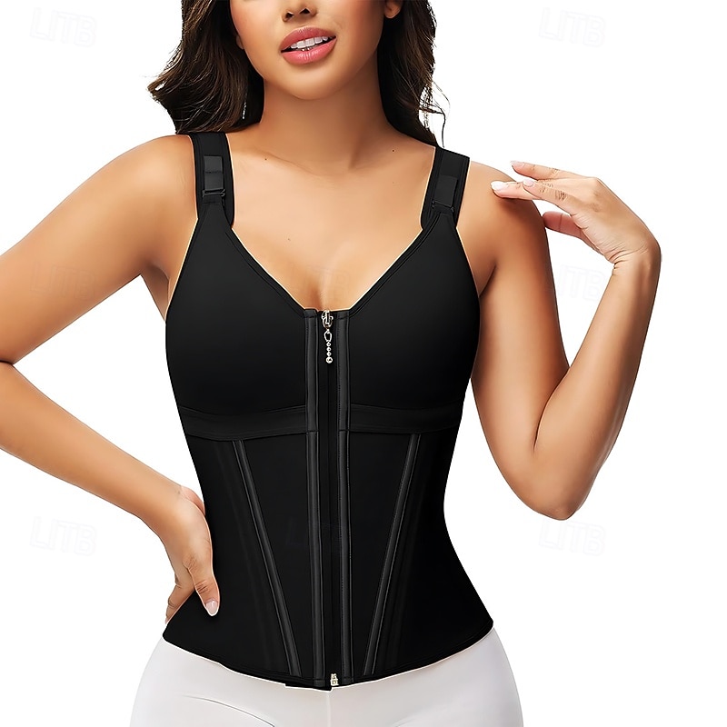 Women Plain Breathable Tummy Control Waist Trainer Corset Vest For Gym Exercise & Fitness3