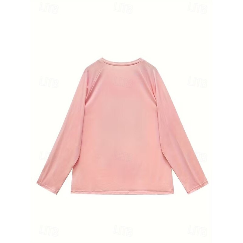 Christmas Women's T Shirt Graphic Santa Claus Vintage Stylish Classic Long Sleeve V Neck Regular Tops Daily Print Pink Spring Fall Winter2