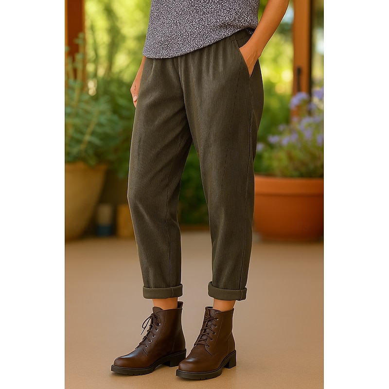 Women's Chinos Harem Pants Vacation Fashion Streetwear Full Length High Waist Plain Pocket Elastic Waistband Comfy Soft Comfortable Micro-elastic Outdoor Street Black Pink Brown Army Green Spring2